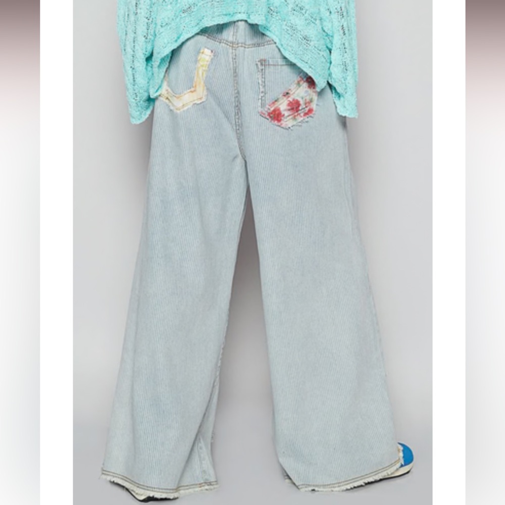 POL Blue Patchwork wide leg Jeans - Picture 5 of 7